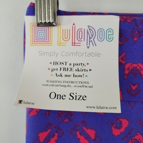 NWT LuLaRoe Simply Comfortable Purple and Pink Pants One Size See Measurements - Picture 8 of 10